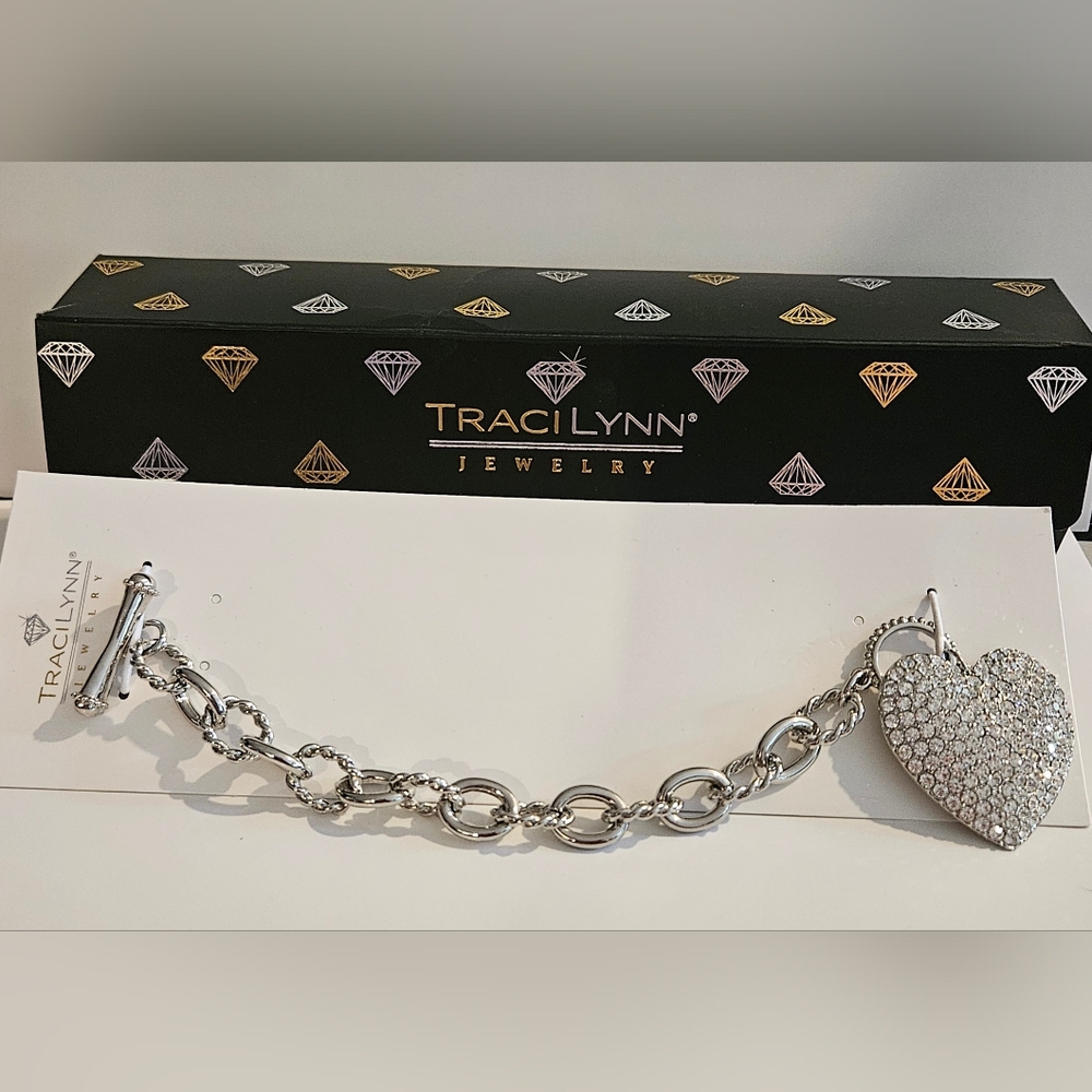 Traci Lynn Silver and Gold Heart Bracelet